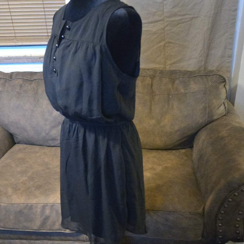 Black Buttonup Sleeveless Mini Dress Made By Love On A Hanger Size M - Picture 4 of 12